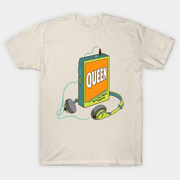 Queen / Retro Walkman Design / Retro Music Art T-Shirt by EliseOB